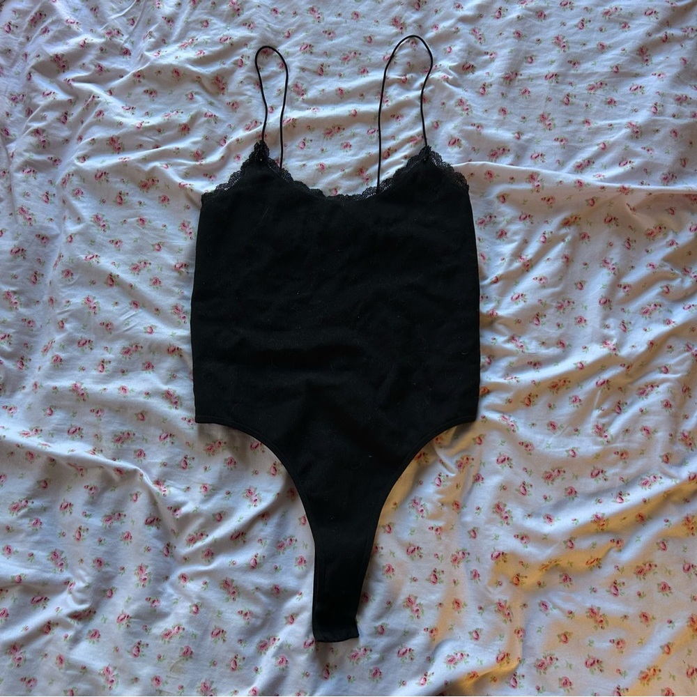 black lacy bodysuit tank top